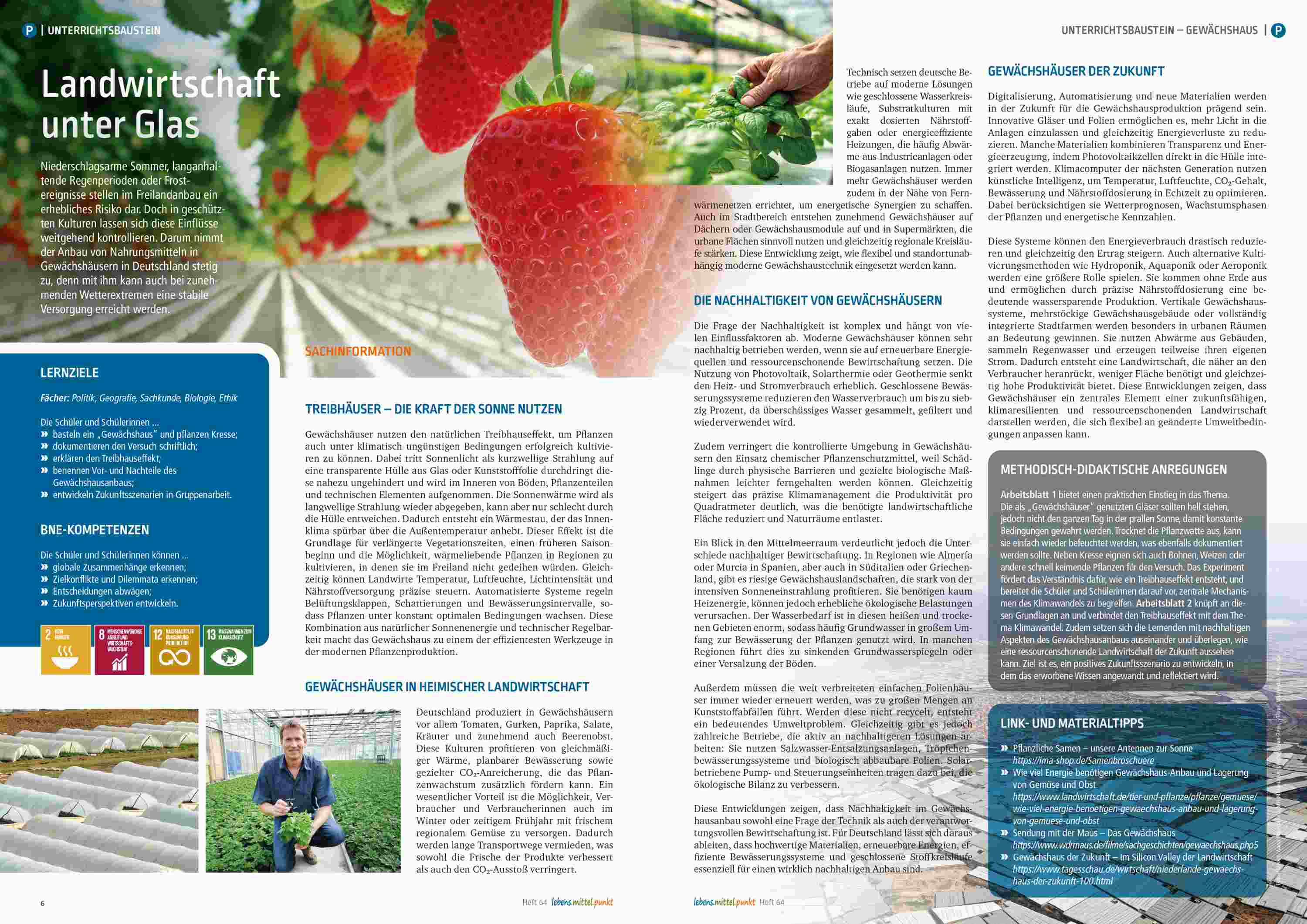 Gewächshäuser: Unterrichtsbaustein zur Landwirtschaft unter Glas.