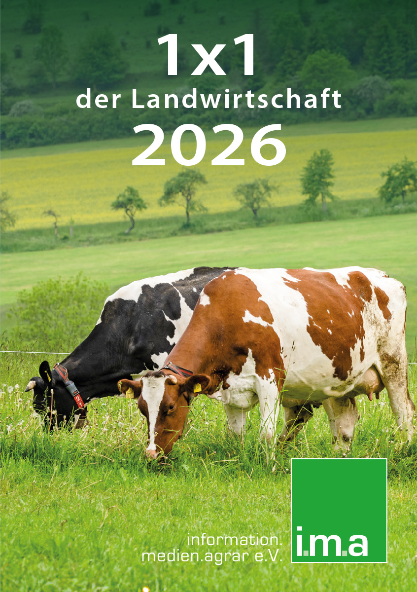 Titelblatt des 1x1 der Landwirtschaft 2026 mit zwei Kühen