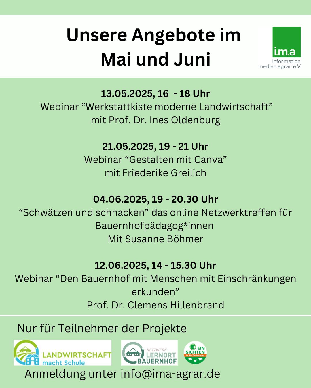 Seminar-Angebote für Akteure in der berufsständischen, landwirtschaftlichen Bildungsarbeit.