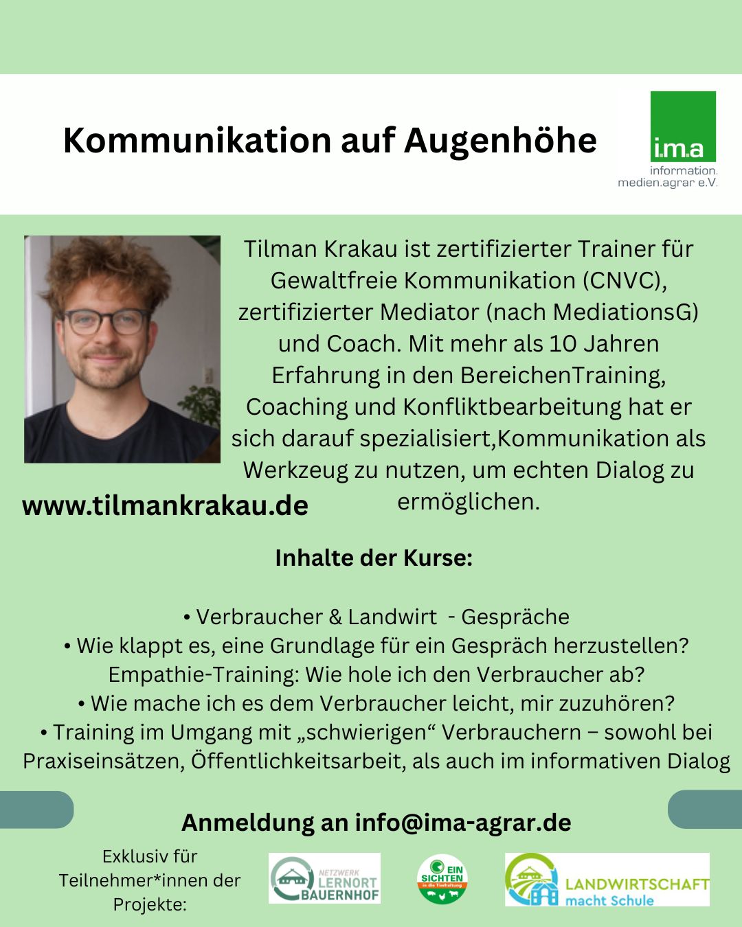 Kommunikation trainieren: Fakten zum Seminar und dem Referenten.