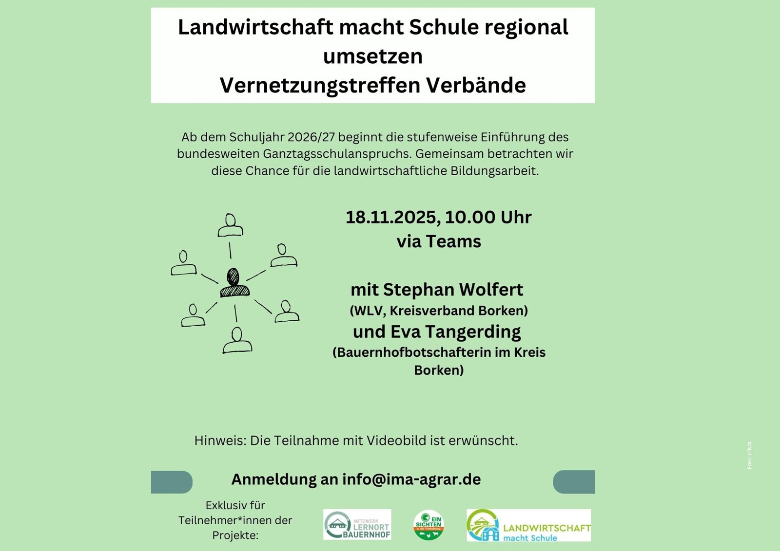 Landwirtschaft macht Schule am 18.11.2025: Um 10.00 Uhr schalten sich die Verbandsvertreter zusammen.