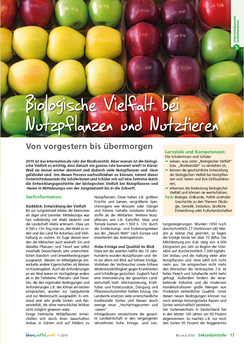 Titelbild des Unterrichtsbausteins Biologische Vielfalt