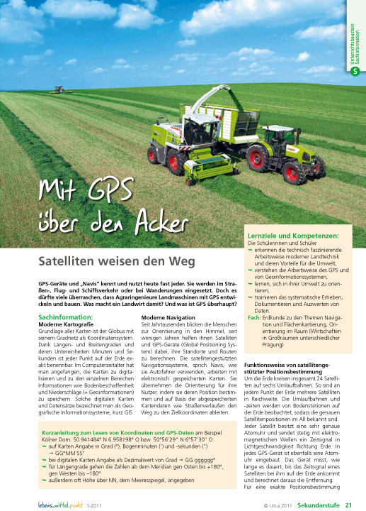 Titelbild des Unterrichtsbausteins Mit GPS über den Acker