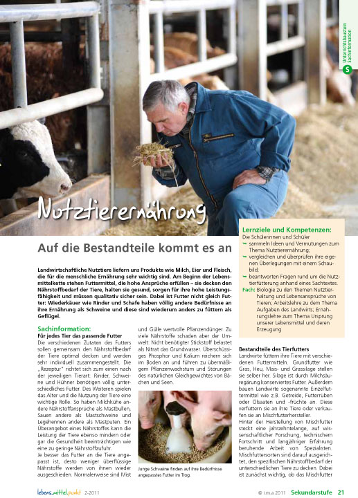 Titelbild des Unterrichtsbausteins Nutztierernährung