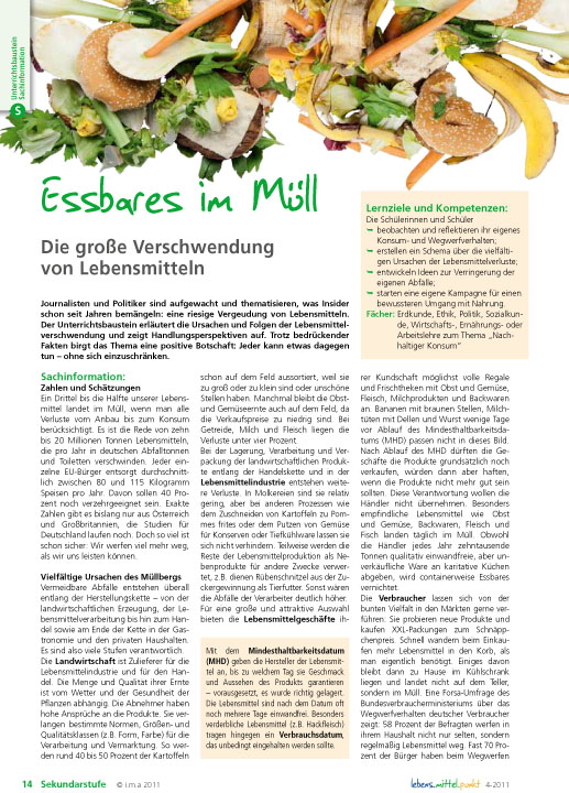 Titelbild des Unterrichtsbausteins Essbares im Müll