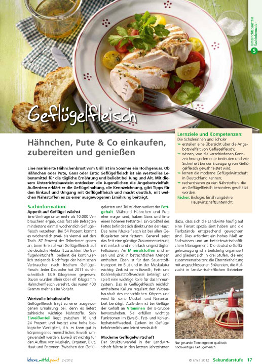 Titelbild des Unterrichtsbausteins Geflügelfleisch