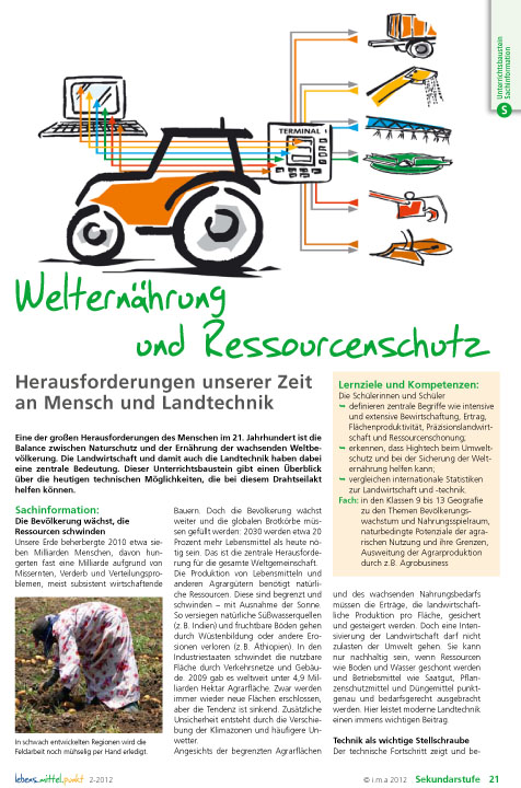 Titelbild des Unterrichtsbausteins Welternährung und Ressourcenschutz