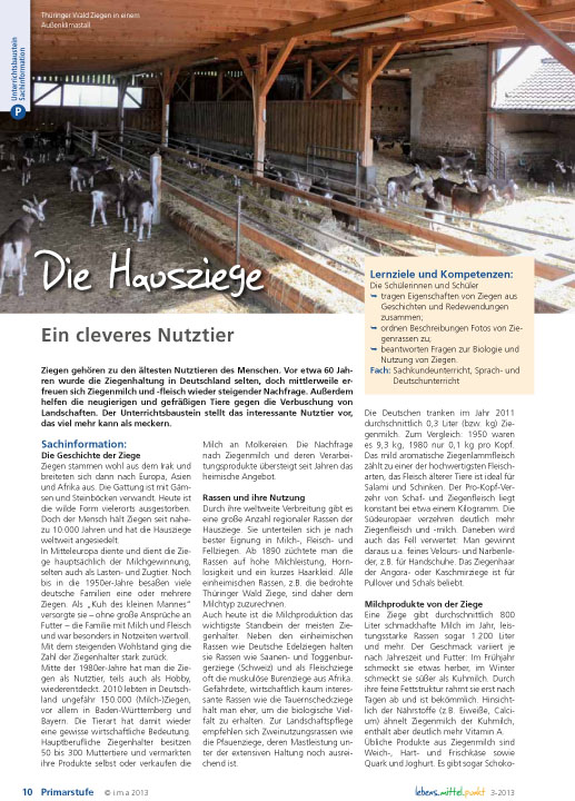 Titelbild des Unterrichtsbausteins Die Hausziege
