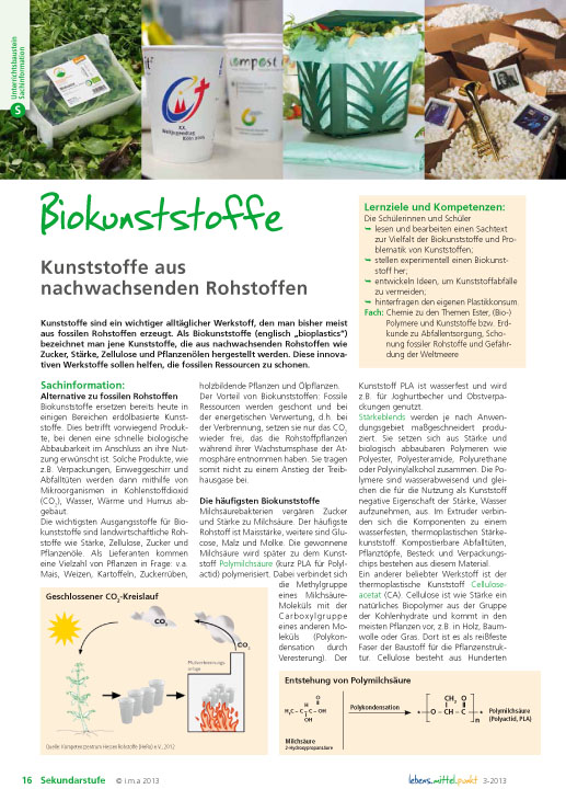 Titelbild des Unterrichtsbausteins Biokunststoffe