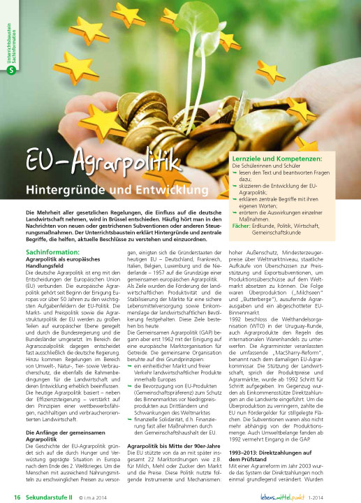 Titelbild des Unterrichtsbausteins EU-Agrarpolitik