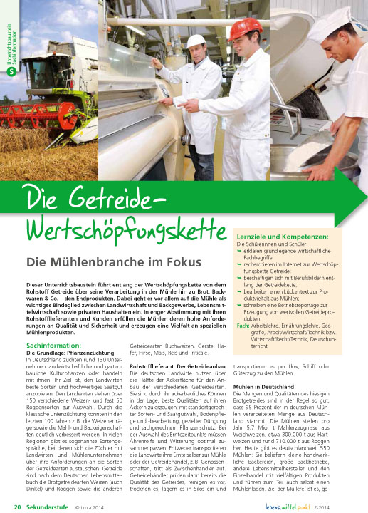 Titelbild des Unterrichtsbausteins Die Getreidewertschöpfungskette