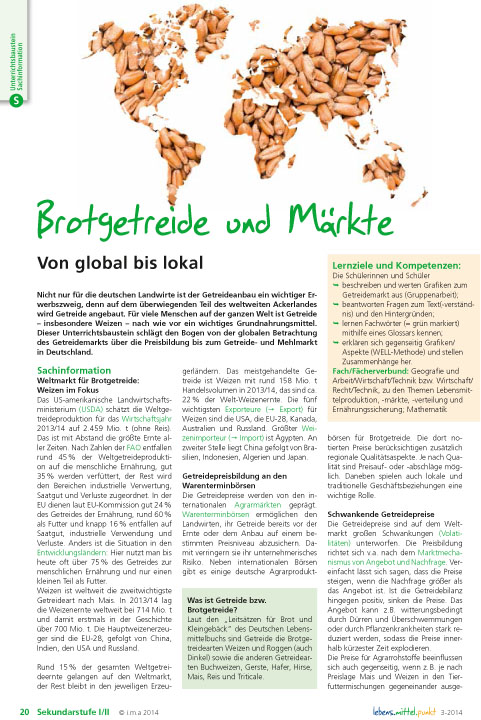 Titelbild des Unterrichtsbausteins Brotgetreide und Märkte