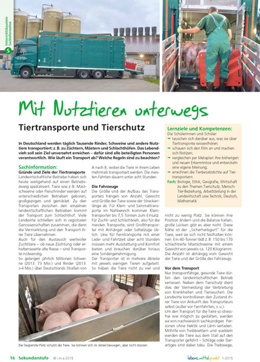 Titelbild des Unterrichtsbausteins Mit Nutztieren unterwegs