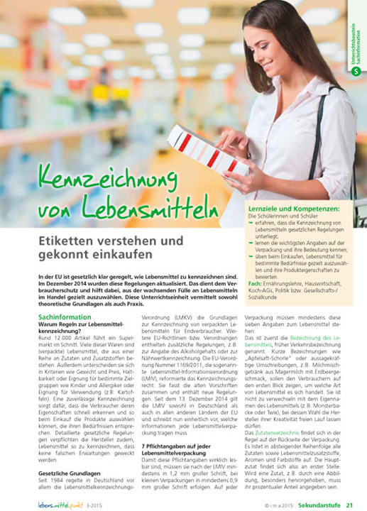 Titelbild des Unterrichtsbausteins Kennzeichnung von Lebensmitteln