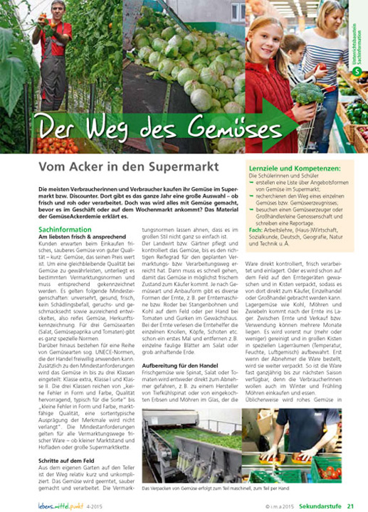 Titelbild des Unterrichtsbausteins Der Weg des Gemüses