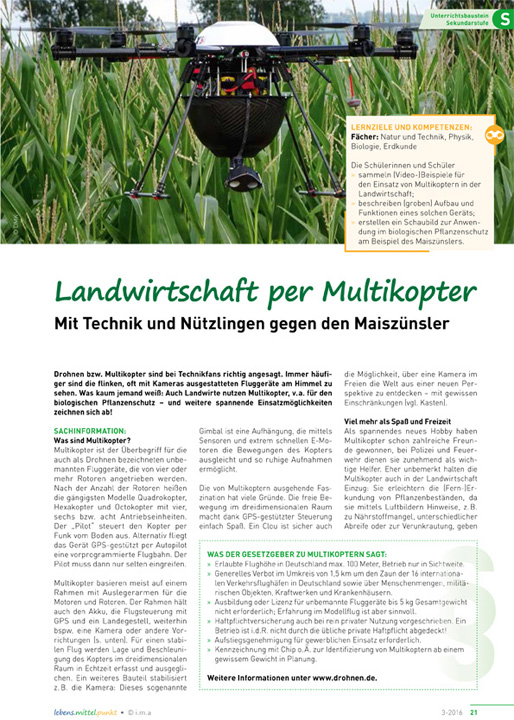 Titelbild des Unterrichtsbausteins Landwirtschaft per Multikopter