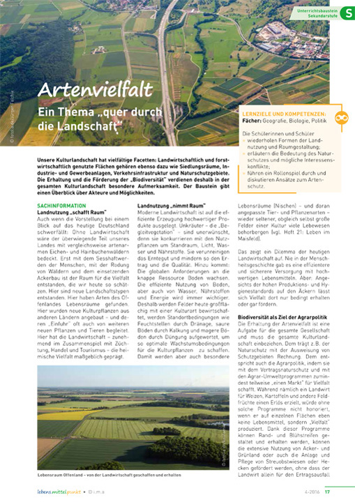 Titelbild des Unterrichtsbausteins Artenvielfalt