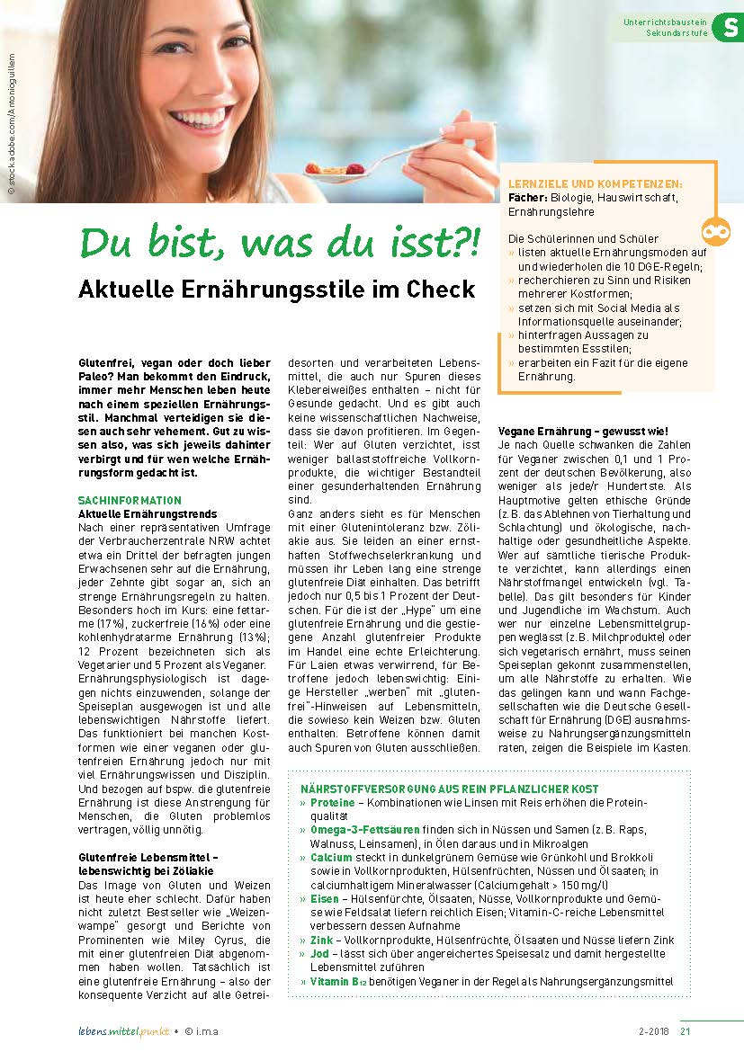 Titelbild des Unterrichtsbausteins Du bist, was du isst?!