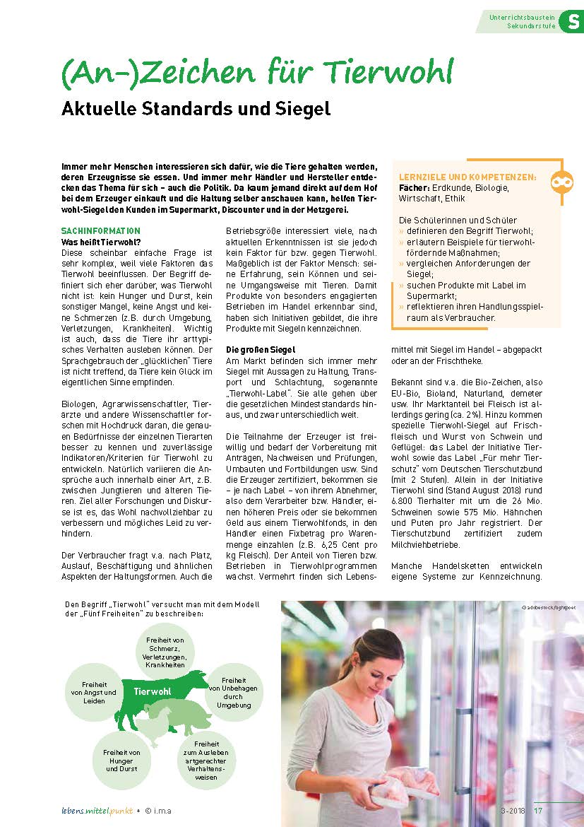 Titelbild des Unterrichtsbausteins (An-)Zeichen für Tierwohl