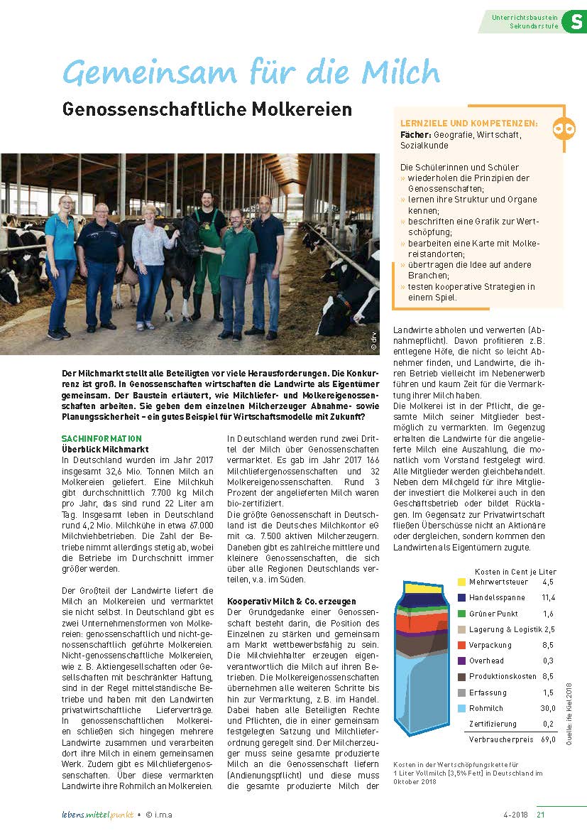 Titelbild des Unterrichtsbausteins Gemeinsam für die Milch