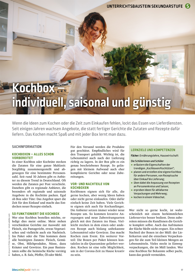 Titelbild des Unterrichtsbausteins Kochbox