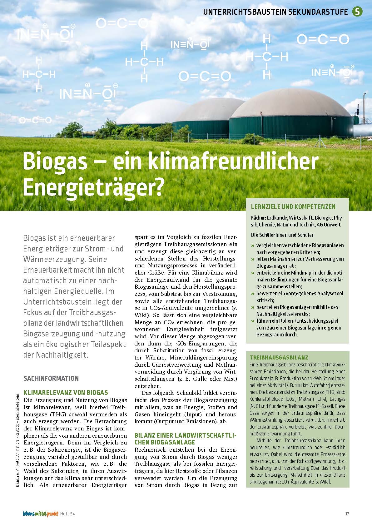 Titelbild des Unterrichtsbausteins Biogas