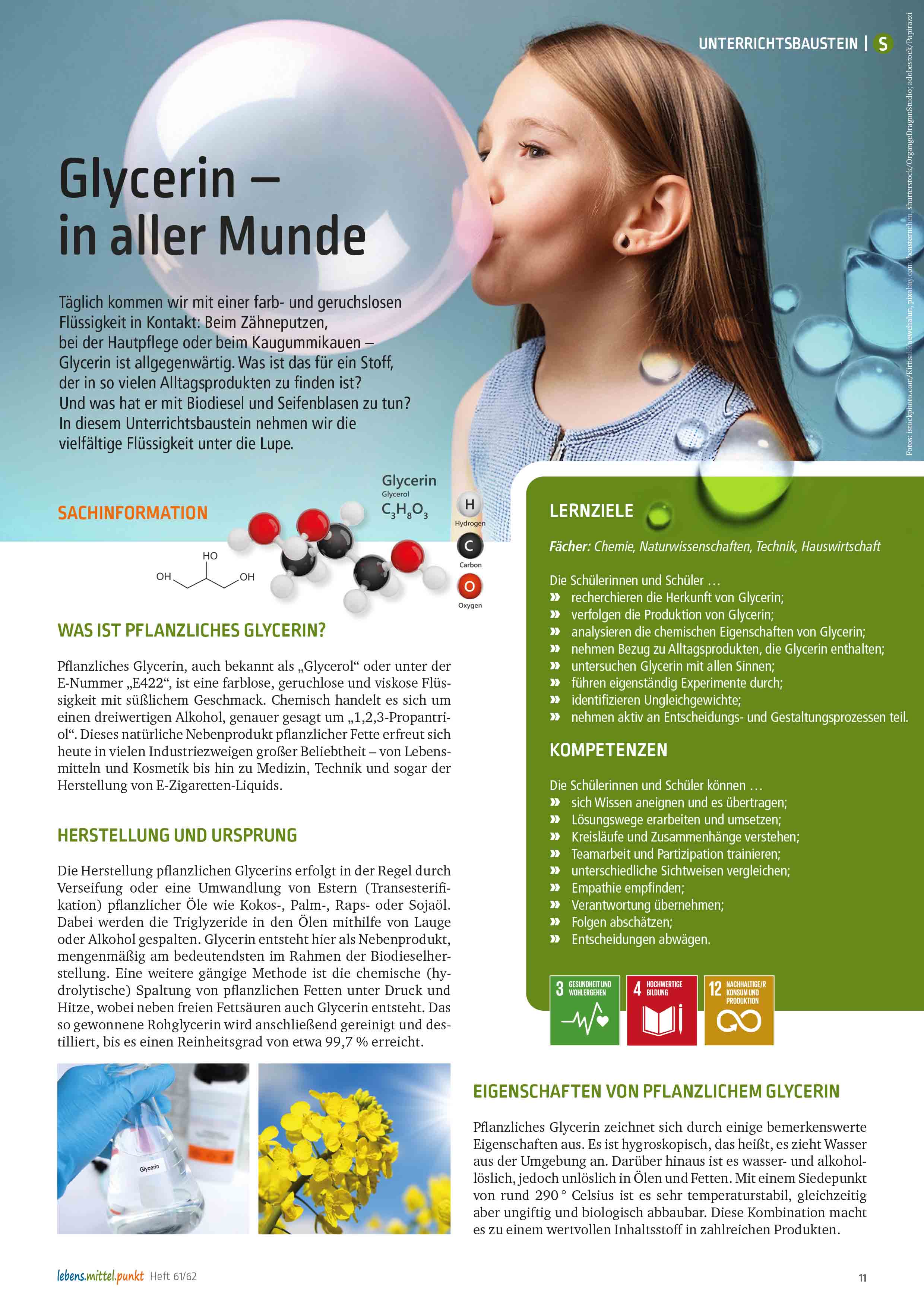 Titelbild des Unterrichtsbausteins Glycerin