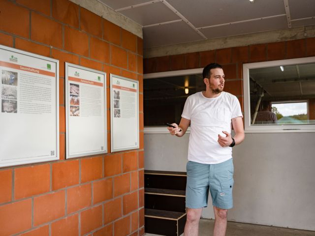 Durch Fenster kann man in die Ställe blicken